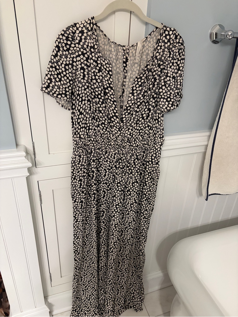Anthropologie Black and White Floral Sommerset jumpsuit